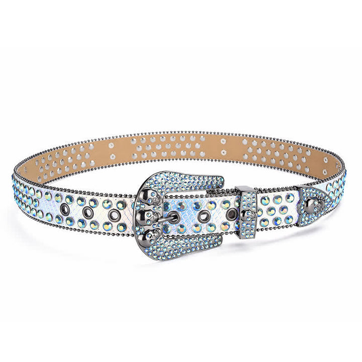 Women's Punk Skull Buckle Bead Edge Leather Belt - image 7