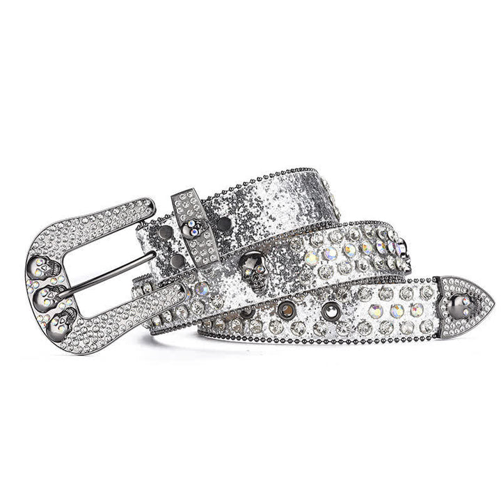 Women's Punk Skull Buckle Bead Edge Leather Belt - image 22