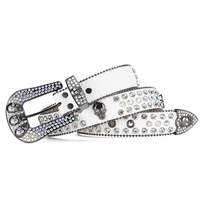 Women's Punk Skull Buckle Bead Edge Leather Belt - image 10