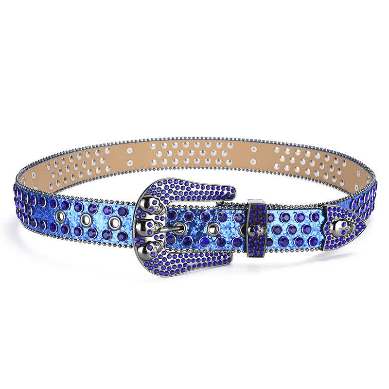 Women's Punk Skull Buckle Bead Edge Leather Belt - image 19