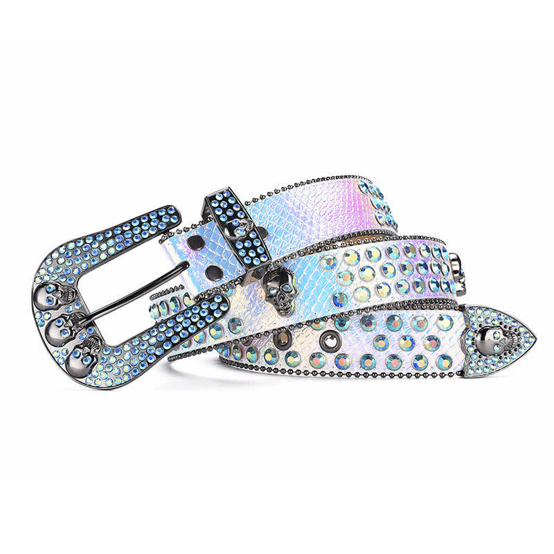 Women's Punk Skull Buckle Bead Edge Leather Belt - image 6