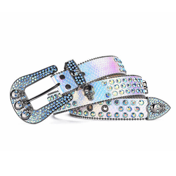 Women's Punk Skull Buckle Bead Edge Leather Belt - image 6