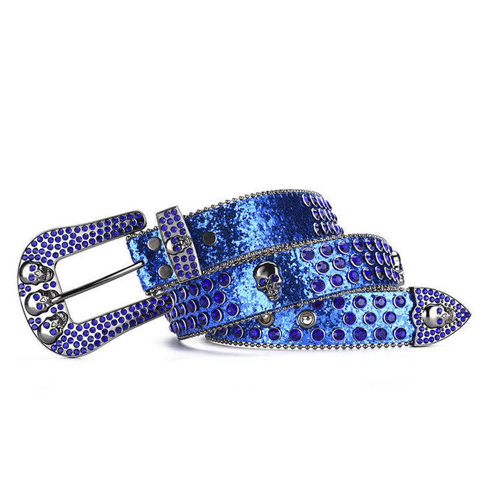 Women's Punk Skull Buckle Bead Edge Leather Belt - image 18
