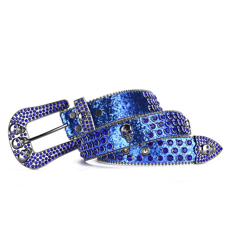 Women's Punk Skull Buckle Bead Edge Leather Belt - image 18