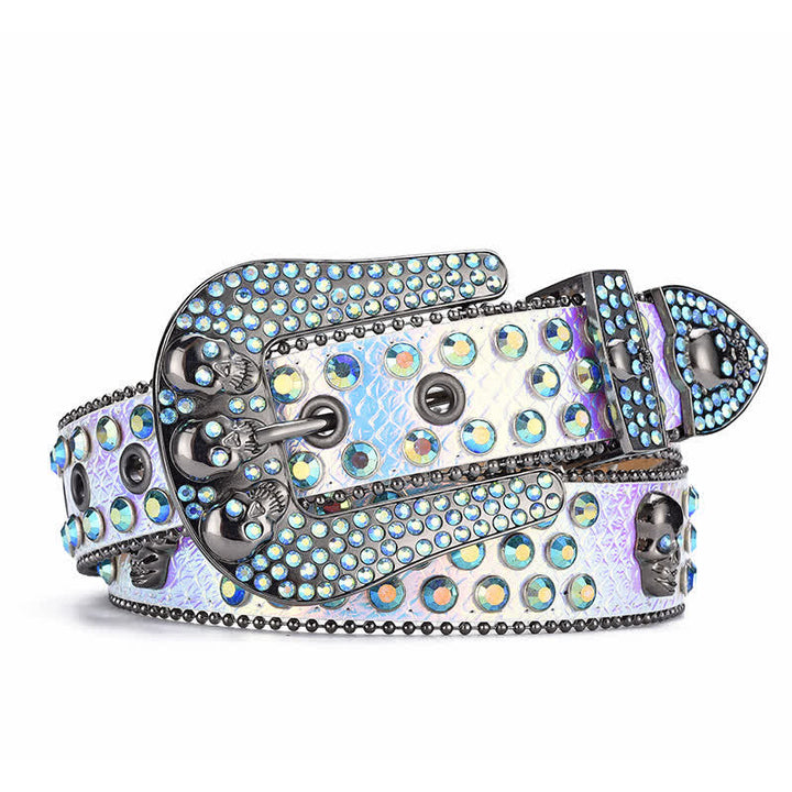 Women's Punk Skull Buckle Bead Edge Leather Belt - image 5