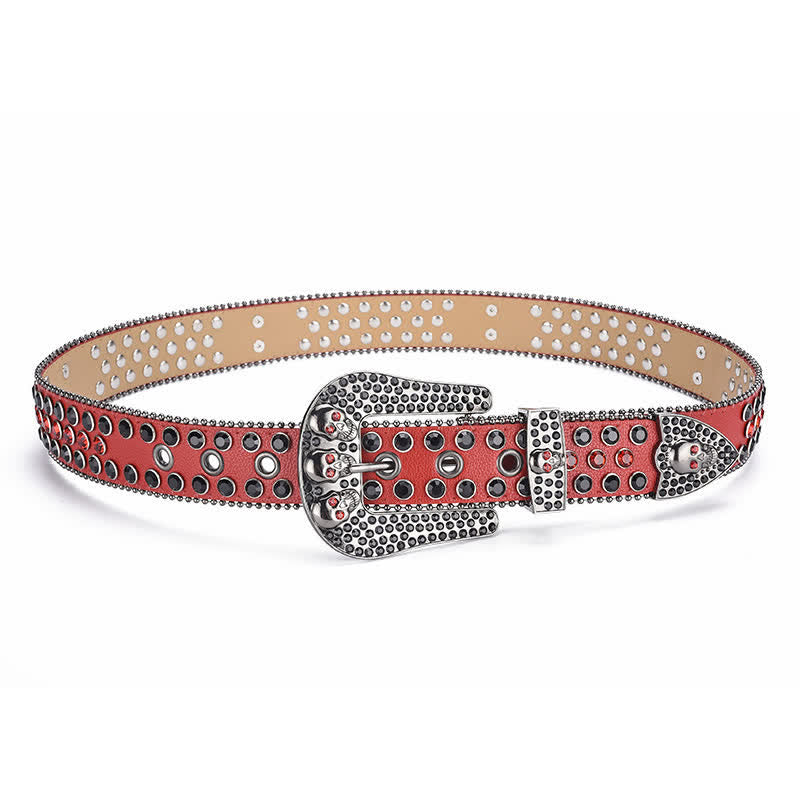 Women's Punk Skull Buckle Bead Edge Leather Belt - image 15