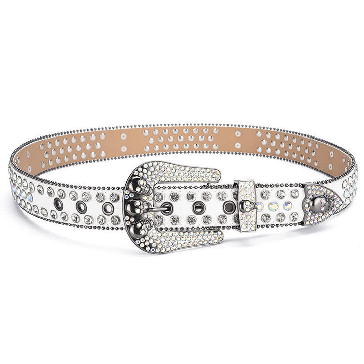 Women's Punk Skull Buckle Bead Edge Leather Belt - image 11