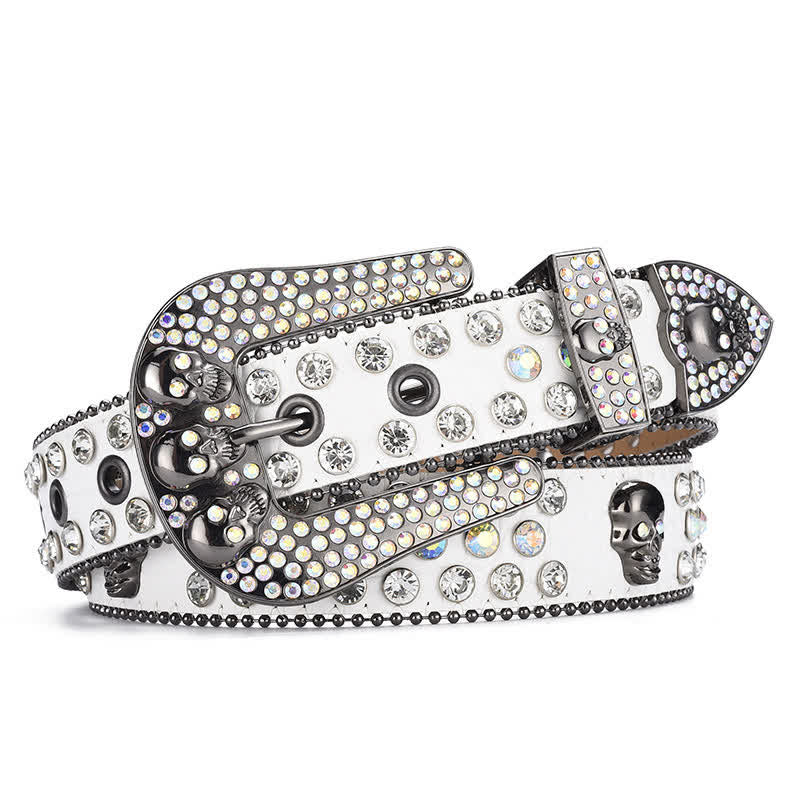 Women's Punk Skull Buckle Bead Edge Leather Belt - image 9