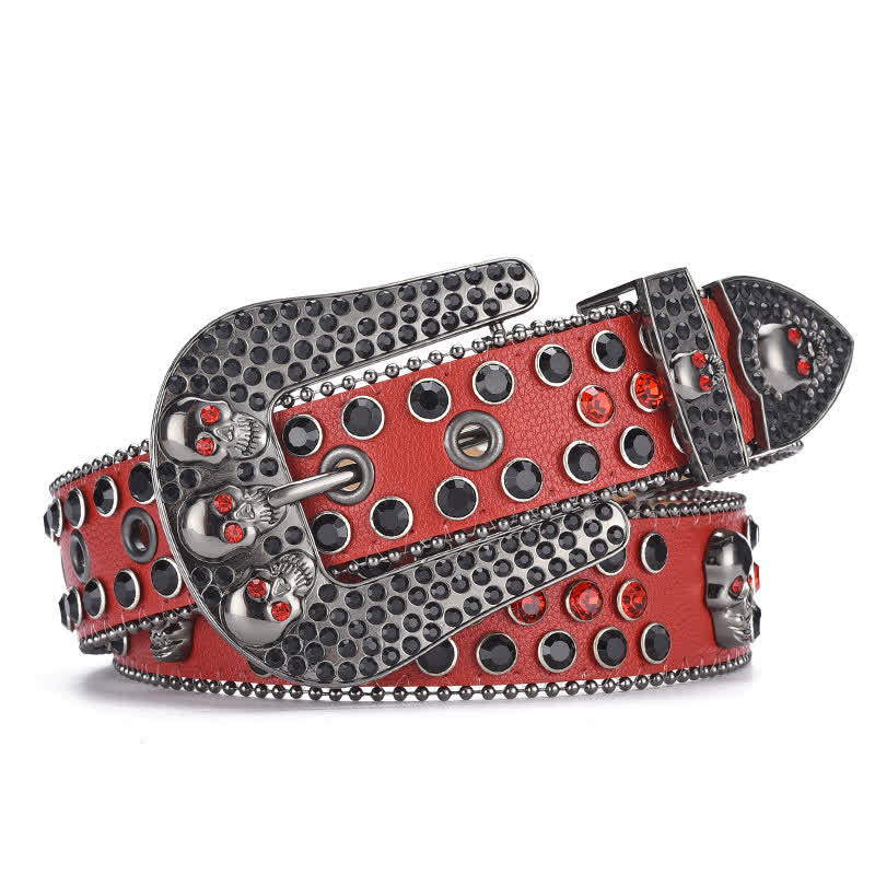 Women's Punk Skull Buckle Bead Edge Leather Belt - image 13