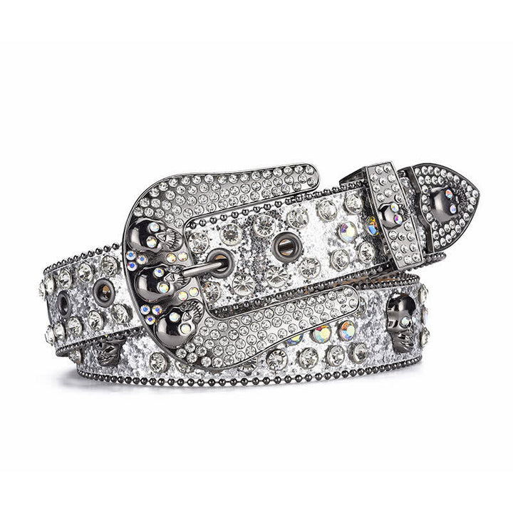 Women's Punk Skull Buckle Bead Edge Leather Belt - image 21