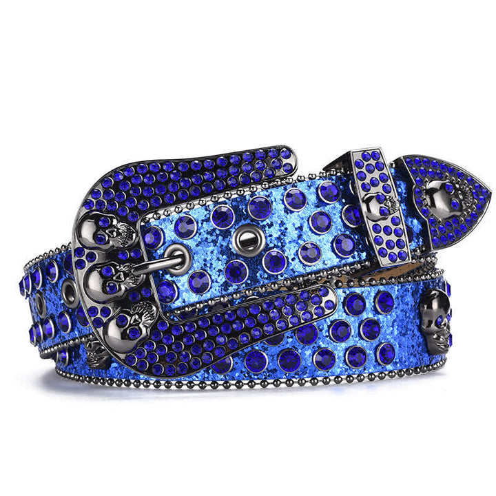 Women's Punk Skull Buckle Bead Edge Leather Belt - image 17