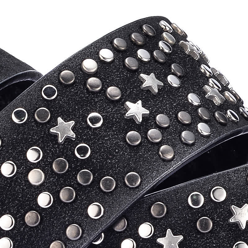 Women's Starry Night Rivet Studded Leather Belt - image 5