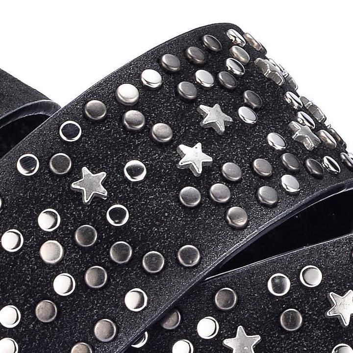 Women's Starry Night Rivet Studded Leather Belt - image 5