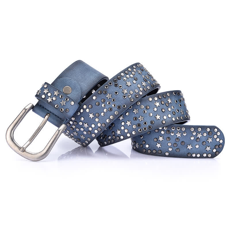 Women's Starry Night Rivet Studded Leather Belt - Blue - 34 - image 1