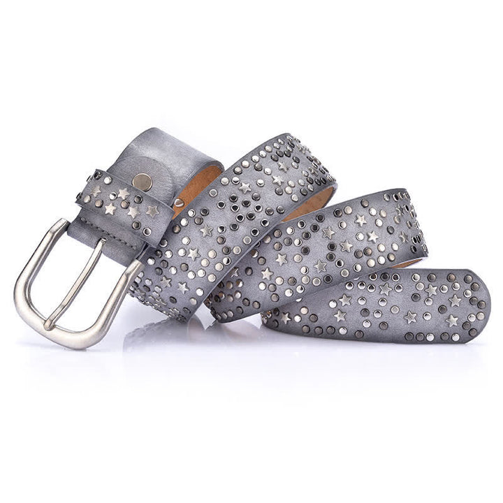 Women's Starry Night Rivet Studded Leather Belt - Gray - 34 - image 7