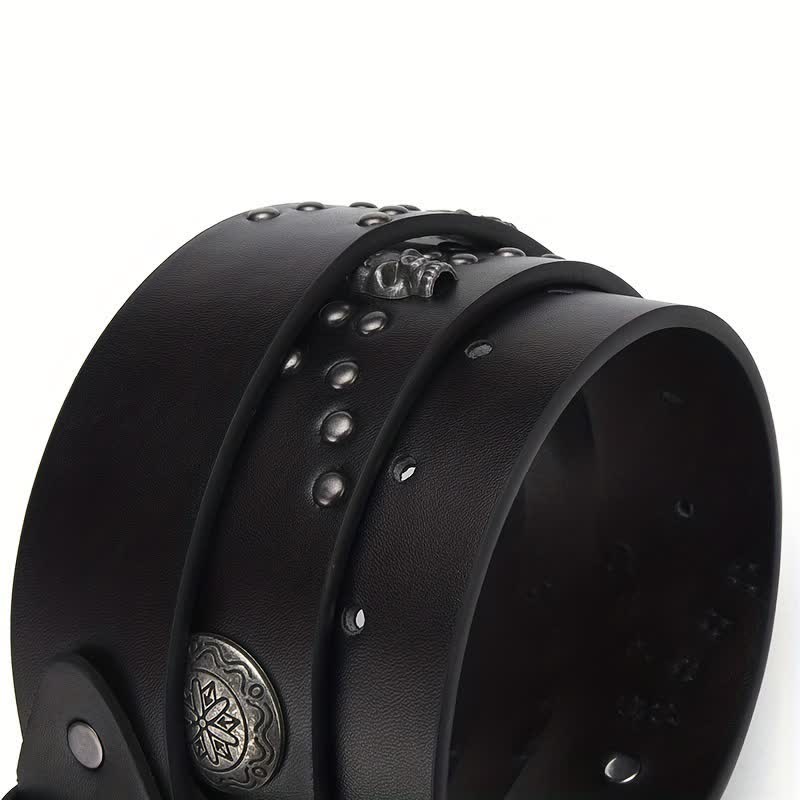 Bohemian Style Vintage Skeleton Riveted Leather Belt - image 5
