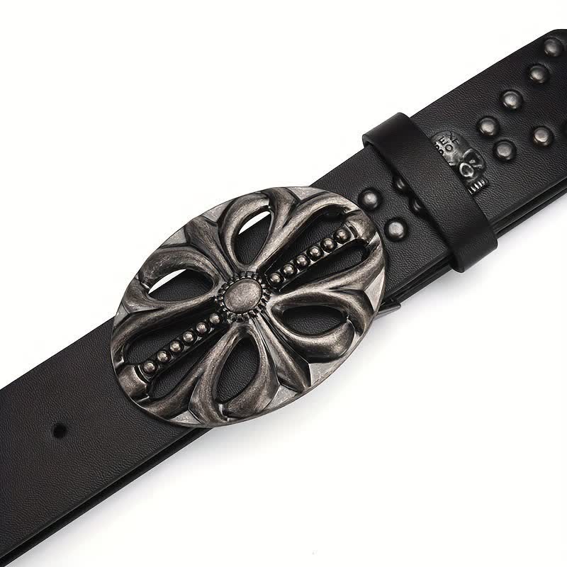 Bohemian Style Vintage Skeleton Riveted Leather Belt - image 6