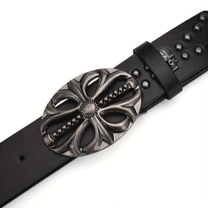Bohemian Style Vintage Skeleton Riveted Leather Belt - image 6