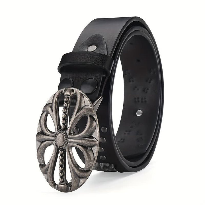 Bohemian Style Vintage Skeleton Riveted Leather Belt - image 3