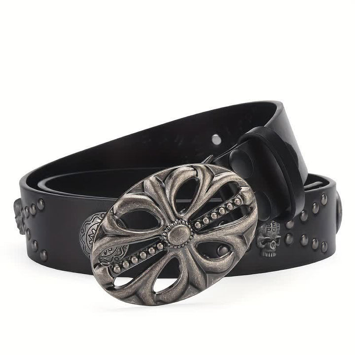 Bohemian Style Vintage Skeleton Riveted Leather Belt - image 2