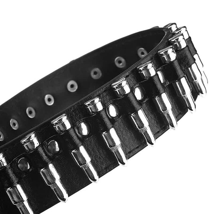 Black Punk Rock Bullets Rivet Studded Leather Belt - image 10