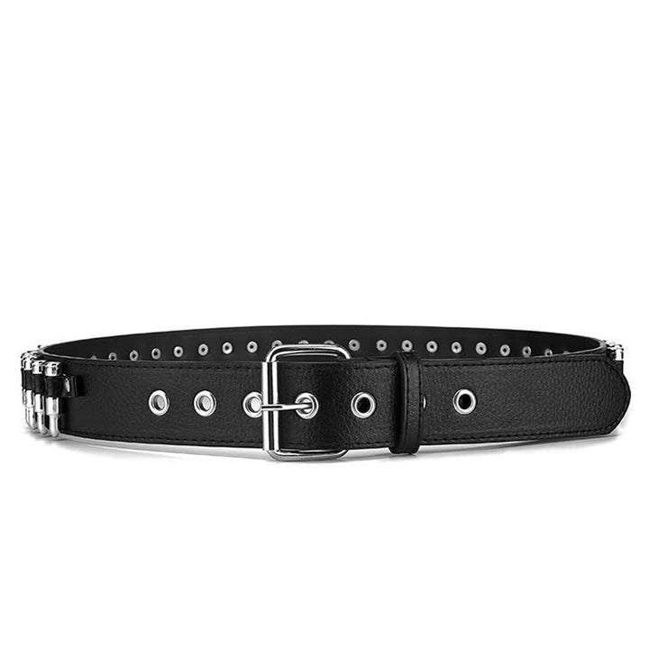 Black Punk Rock Bullets Rivet Studded Leather Belt - image 7