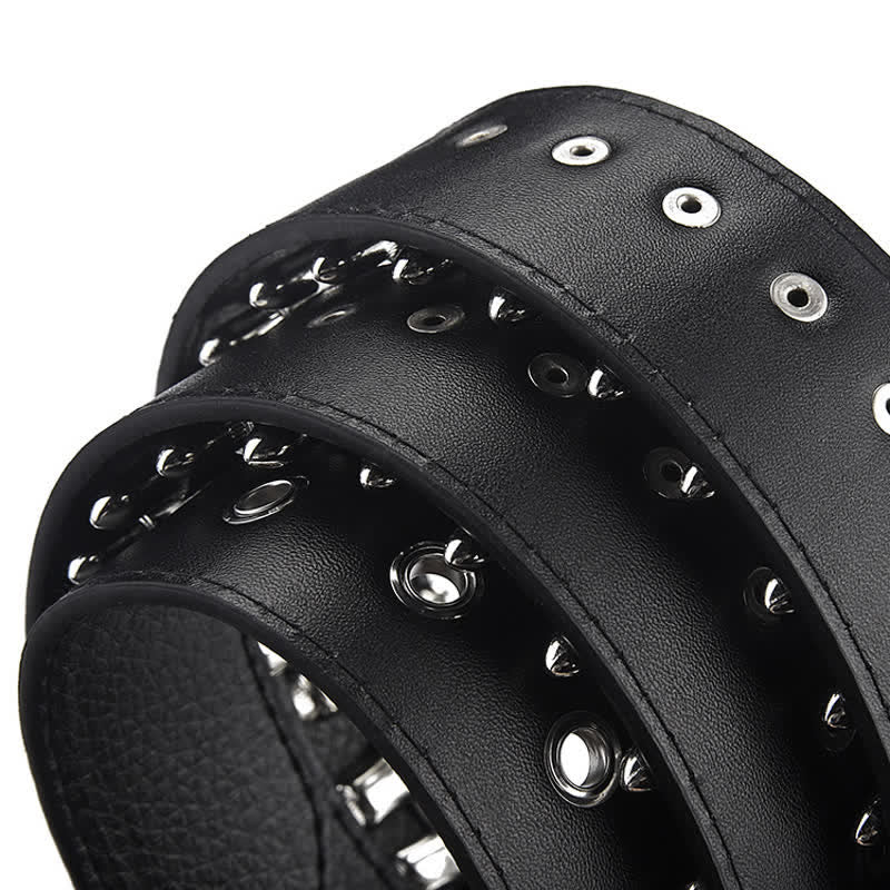 Black Punk Rock Bullets Rivet Studded Leather Belt - image 11