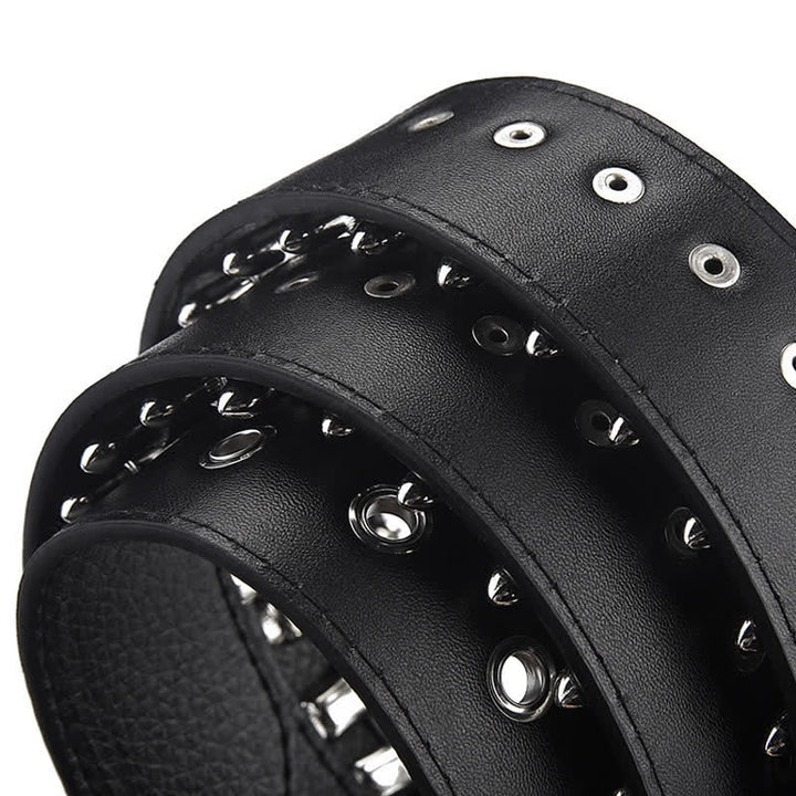 Black Punk Rock Bullets Rivet Studded Leather Belt - image 11