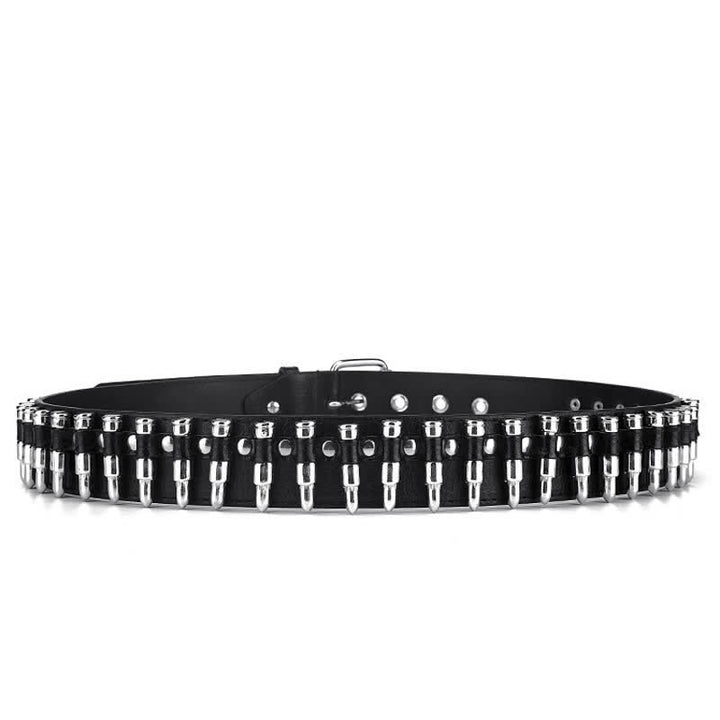 Black Punk Rock Bullets Rivet Studded Leather Belt - image 8