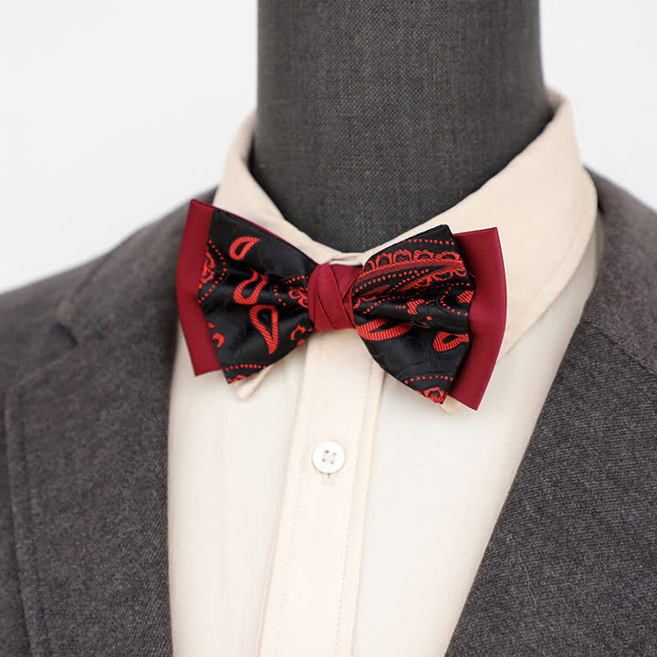 Men's Personality Paisley Double Layered Bow Tie - image 0