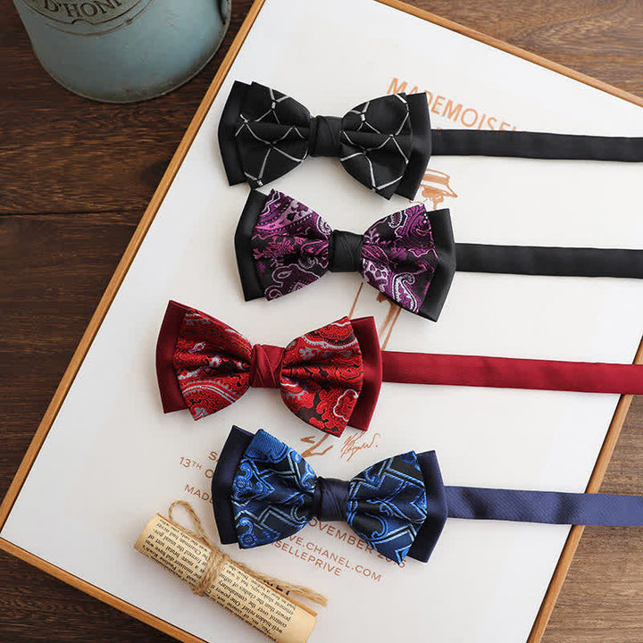 Men's Personality Paisley Double Layered Bow Tie - image 2