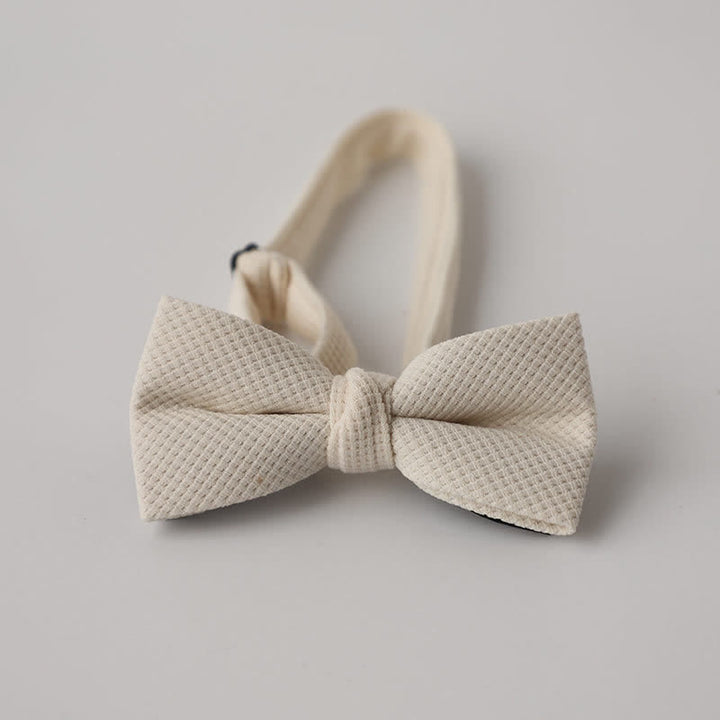 Men's Morandi Theme Solid Color Bow Tie - Ivory - image 12