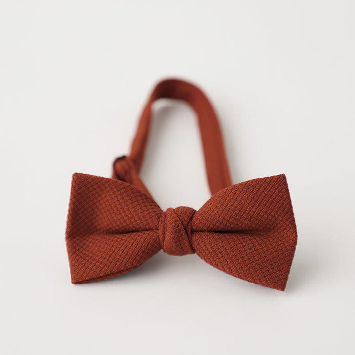 Men's Morandi Theme Solid Color Bow Tie - FireBrick - image 10