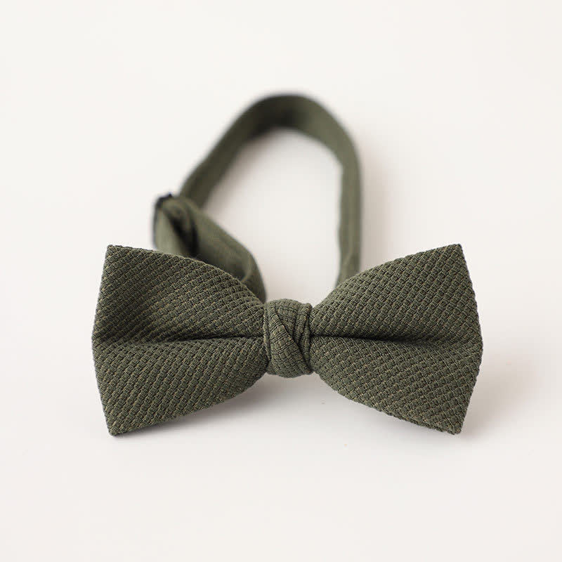 Men's Morandi Theme Solid Color Bow Tie - Army Green - image 11