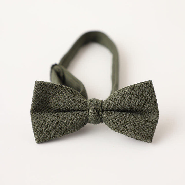 Men's Morandi Theme Solid Color Bow Tie - Army Green - image 11