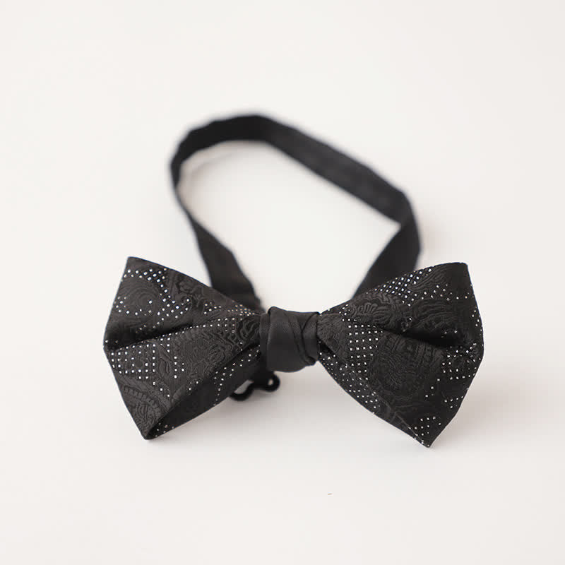 Men's Noble Black Micro Pattern Bow Tie - Style #3 - image 5