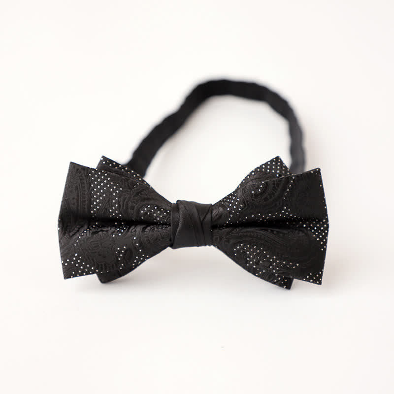 Men's Noble Black Micro Pattern Bow Tie - Style #4 - image 6