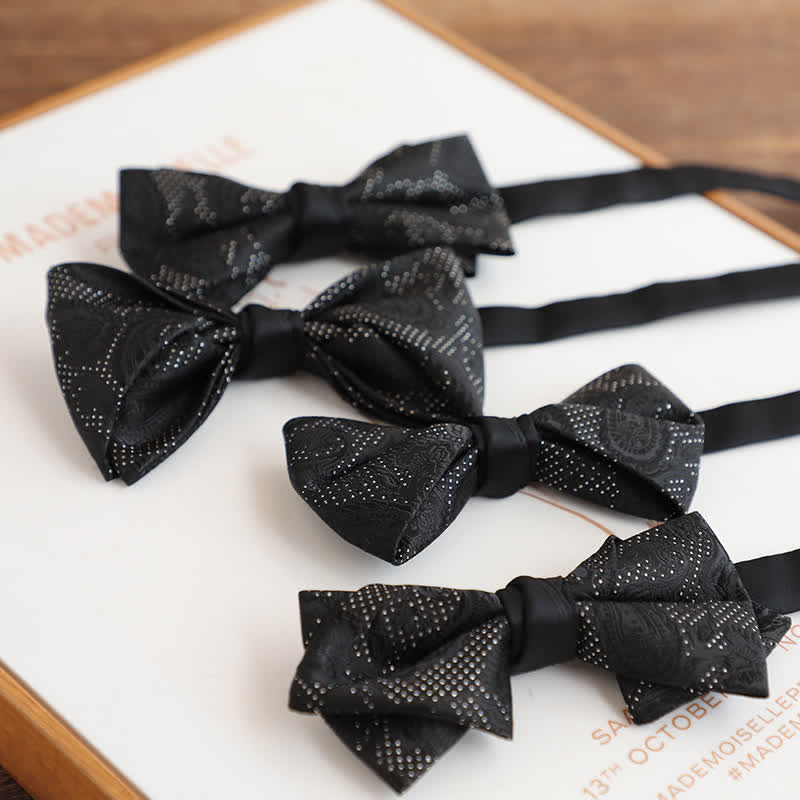 Men's Noble Black Micro Pattern Bow Tie - image 0