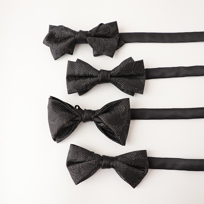Men's Noble Black Micro Pattern Bow Tie - image 1