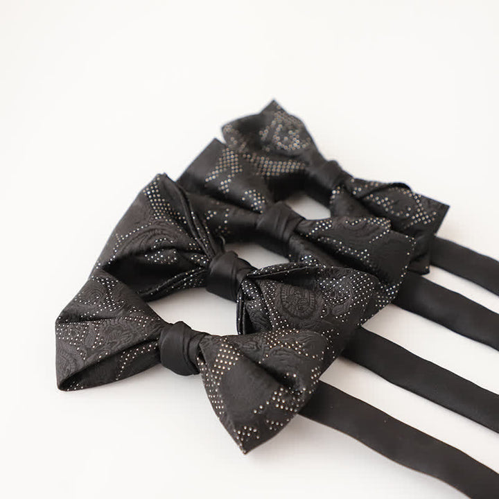 Men's Noble Black Micro Pattern Bow Tie - image 3