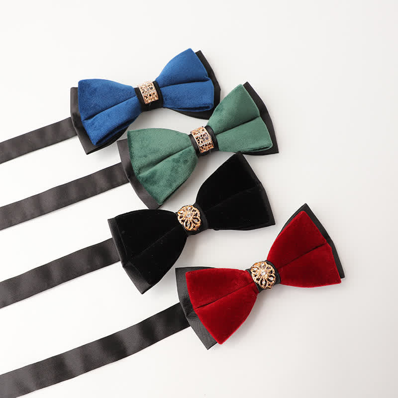 Men's Luxury Velvet Rhinestone Inlaid Wedding Bow Tie - image 1