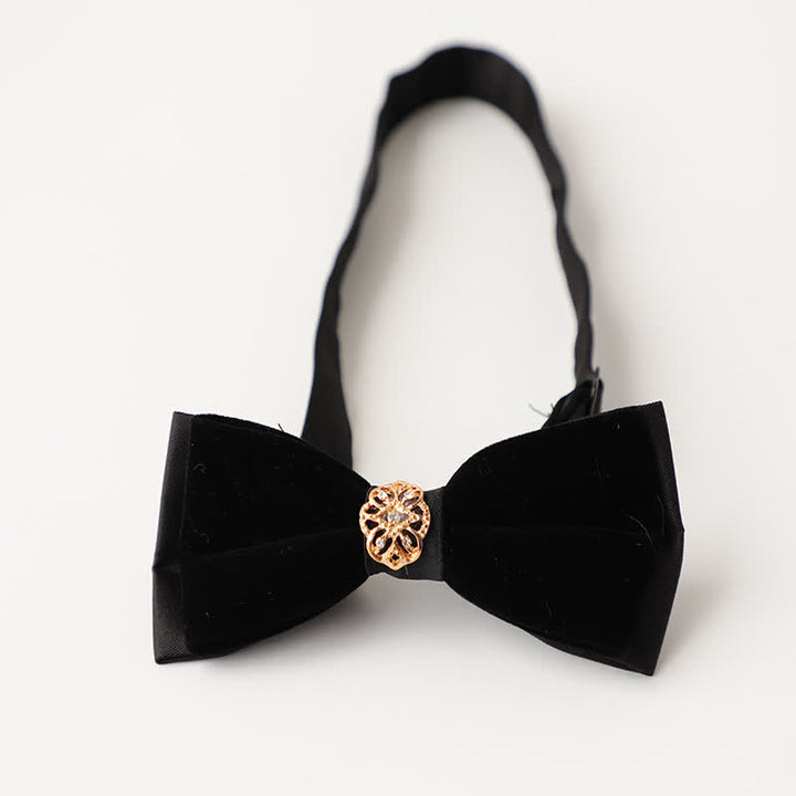 Men's Luxury Velvet Rhinestone Inlaid Wedding Bow Tie - Style #2 - Black - image 7