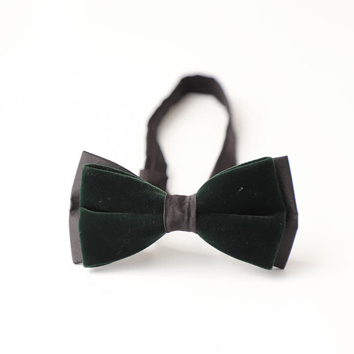 Men's Luxury Velvet Rhinestone Inlaid Wedding Bow Tie - Style #4 - Dark Green - image 5