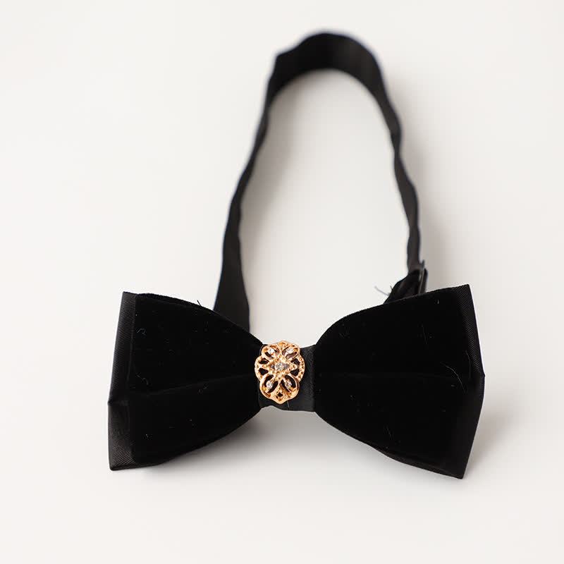 Men's Luxury Velvet Rhinestone Inlaid Wedding Bow Tie - Style #2 - Black - image 7