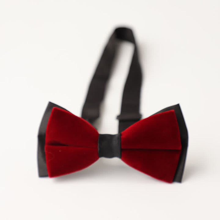 Men's Luxury Velvet Rhinestone Inlaid Wedding Bow Tie - Style #4 - Burgundy - image 13