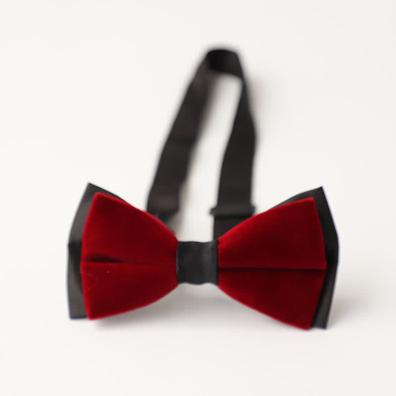 Men's Luxury Velvet Rhinestone Inlaid Wedding Bow Tie - Style #4 - Burgundy - image 13