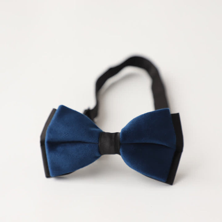 Men's Luxury Velvet Rhinestone Inlaid Wedding Bow Tie - Style #4 - Navy - image 17