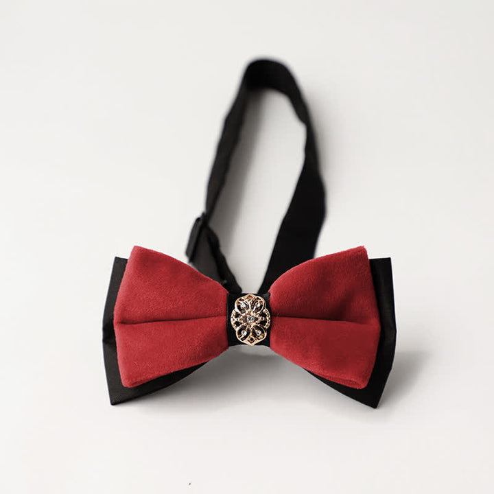 Men's Luxury Velvet Rhinestone Inlaid Wedding Bow Tie - Style #2 - Red - image 19