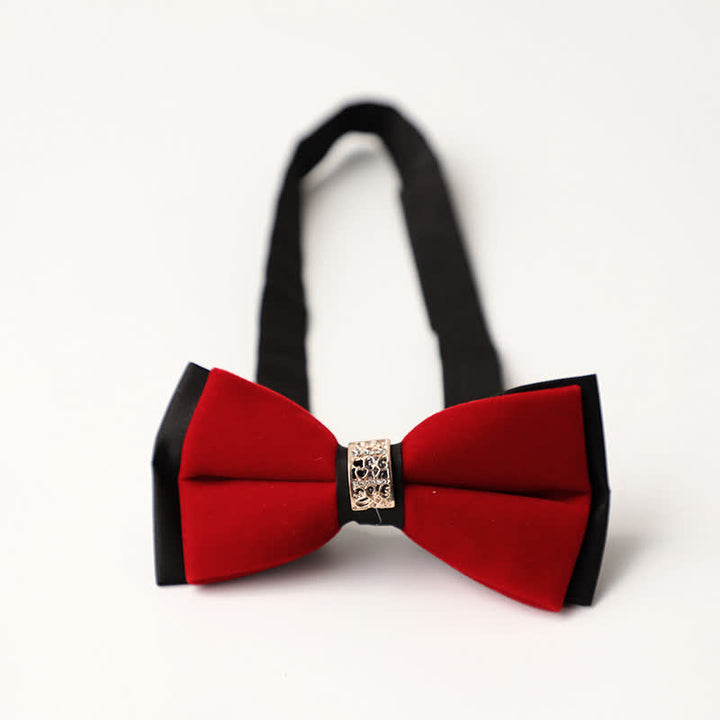 Men's Luxury Velvet Rhinestone Inlaid Wedding Bow Tie - Style #3 - Red - image 20