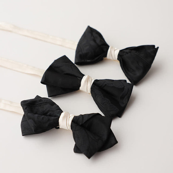 Men's Elegant Black Match White Bow Tie - image 6